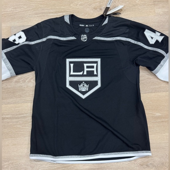 New Adidas Los Angeles Kings NHL Jersey Black Large LA Hockey signed by Lemieux